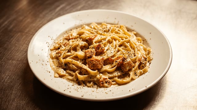 Fettuccine Alfredo with Shrimp.